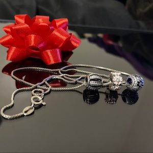 Pandora Charms S925 ALE 3pack with silver necklace